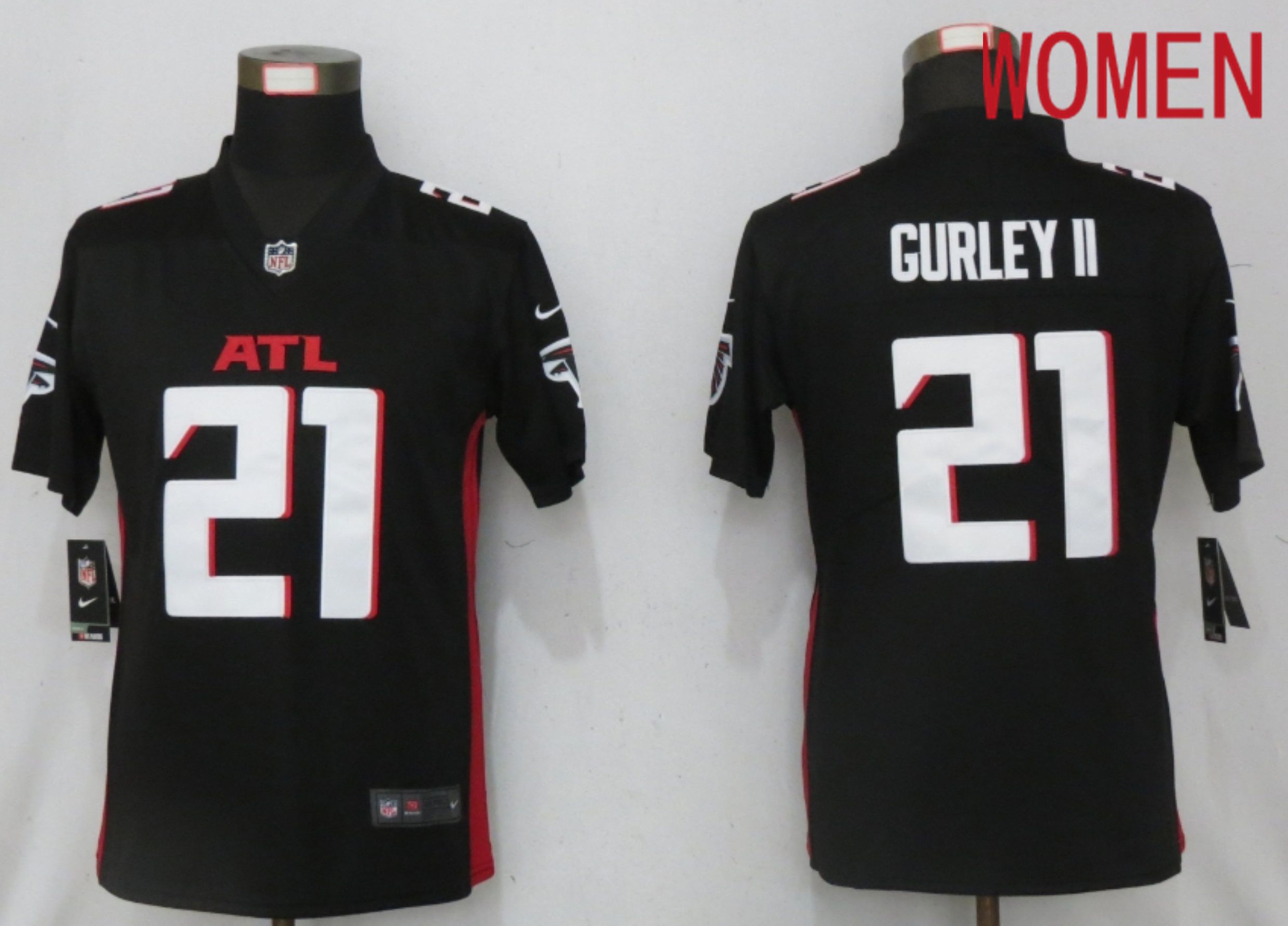Women Atlanta Falcons #21 Gurley II Black Elite Playe Nike NFL Jersey->women nfl jersey->Women Jersey